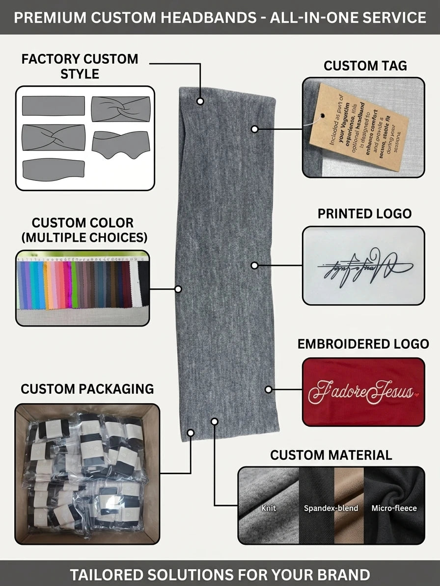 Custom Spandex Headband for Women | 23.5cm Stretch Hair Band for Sports & Fashion