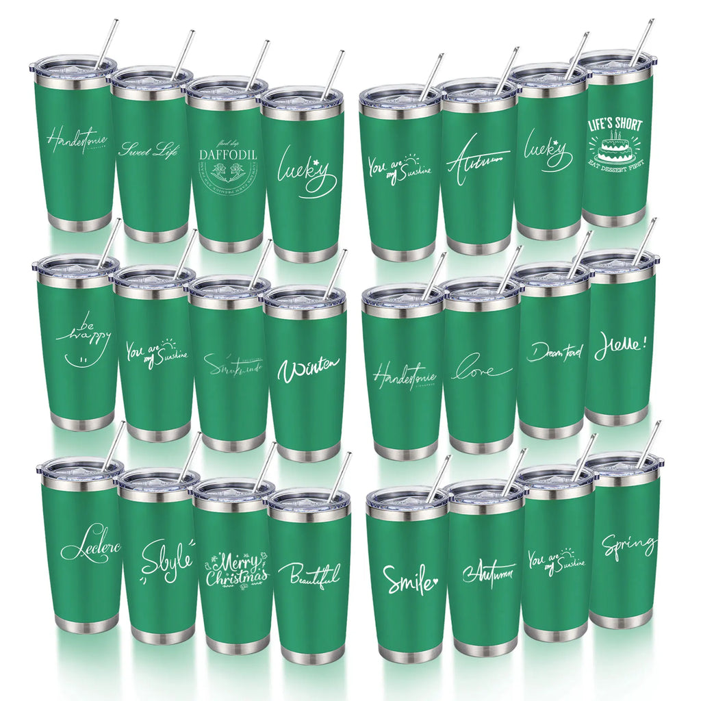 20oz Powder Coated Stainless Steel Tumbler with Lid and Straw Hole for Coffee, Travel and Laser Engraving