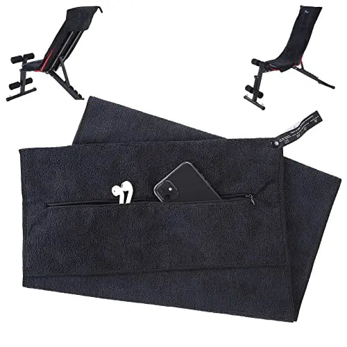 Custom Microfiber Gym Bench Towel with Zipper Pocket for Training, Studio Use & Wellness Programs