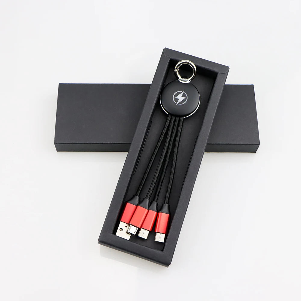 Custom 3-in-1 Keychain Charger 5V/2A | CE/RoHS/FCC Certified | 9-Day Lead