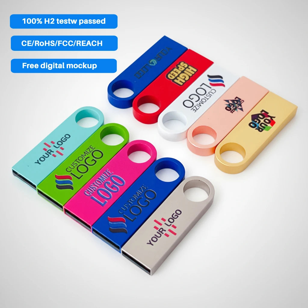 Slim Metal USB Flash Drive with Custom Logo for Everyday File Storage