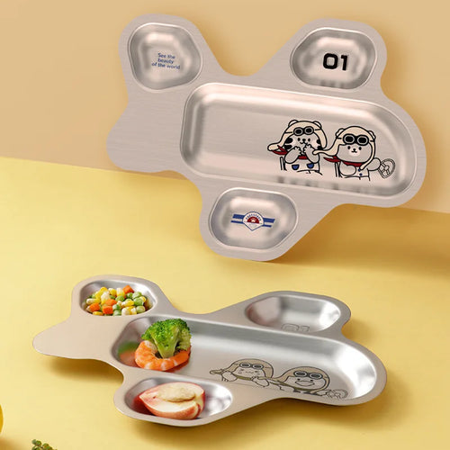 304 Stainless Steel Kids Divided Plate | 20x15cm | Dishwasher Safe | Custom