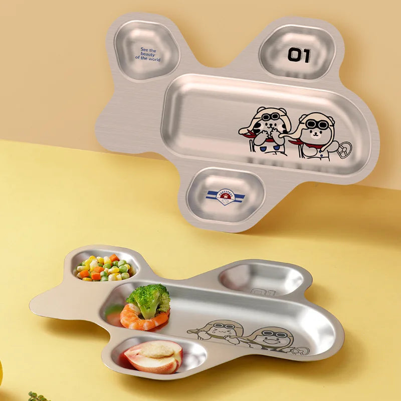 304 Stainless Steel Kids Divided Plate | 20x15cm | Dishwasher Safe | Custom