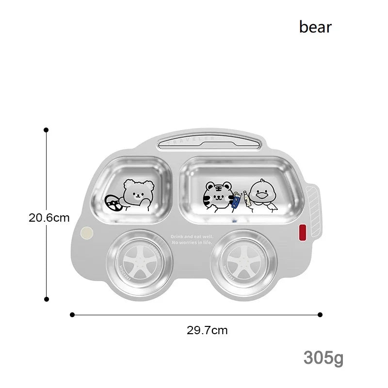 304 Stainless Steel Kids Divided Plate | 20x15cm | Dishwasher Safe | Custom