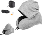 High Support Memory Foam U Shaped Travel Neck Pillow with Hood