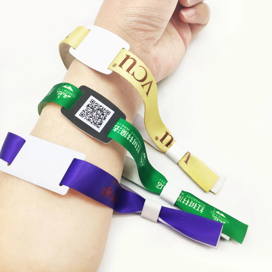 Custom RFID Woven Wristband 350x15mm | 100 Pcs MOQ Heat Transfer Print