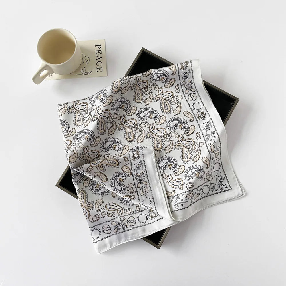 Square Silk Scarf | Digital Print | Custom Logo | 100 MOQ | Women's Fashion