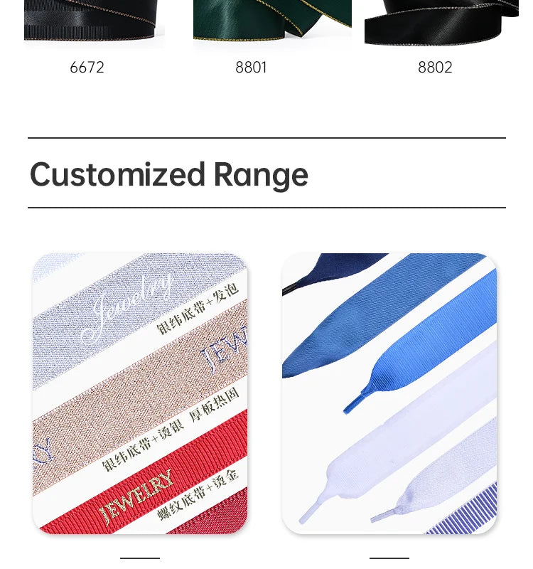 Custom Printed Satin Ribbon | Double-Face | MOQ 2,000 Yards  text
