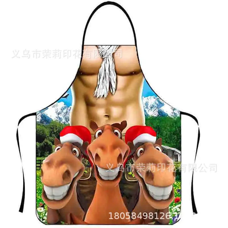 Waterproof Polyester Apron | 3D Printed Cartoon Barbecue Apron
