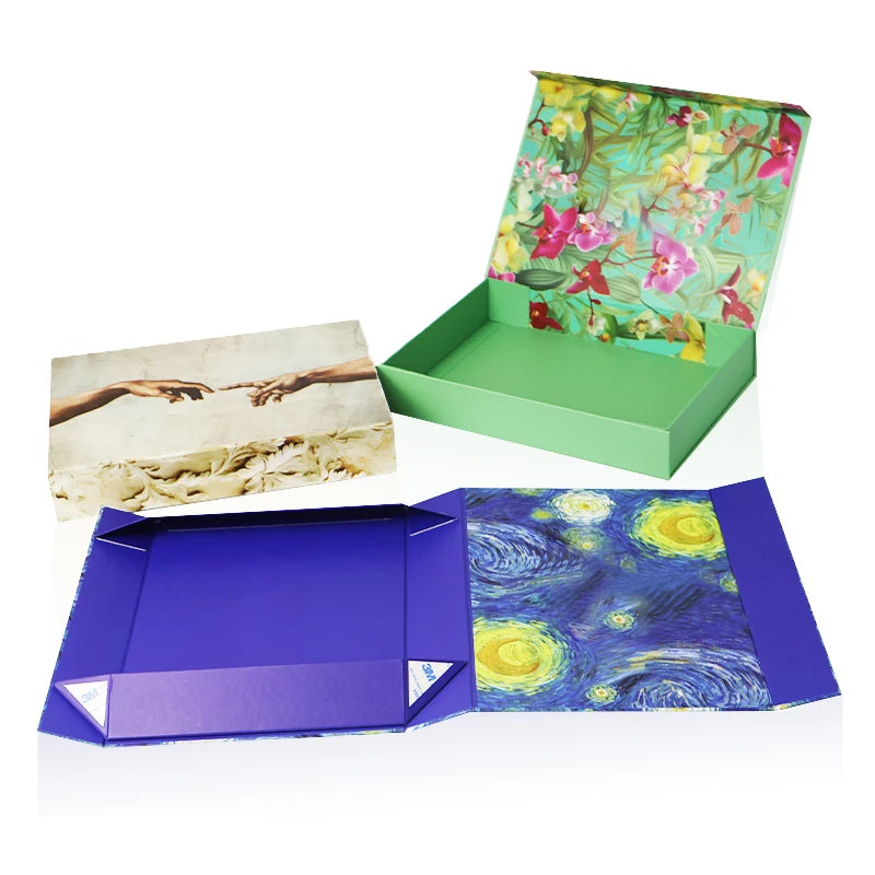 Custom Rigid Magnetic Gift Box: Flat Pack Grey Board with CMYK Print & Foil Stamping