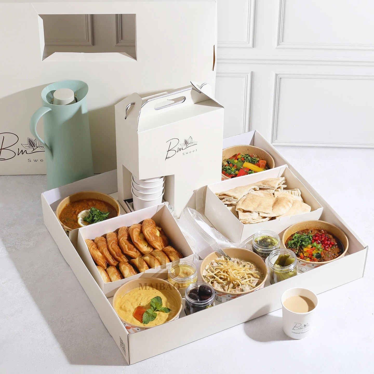 Premium Arabic Dessert Box with Coffee Tower | Custom MOQ 5,000