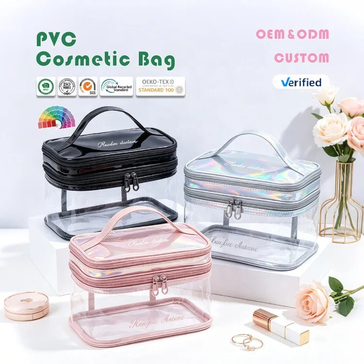 Custom Transparent PVC Cosmetic Bags | 1,000 MOQ | 30-Day