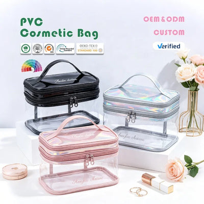 Custom Transparent PVC Cosmetic Bags | 1,000 MOQ | 30-Day