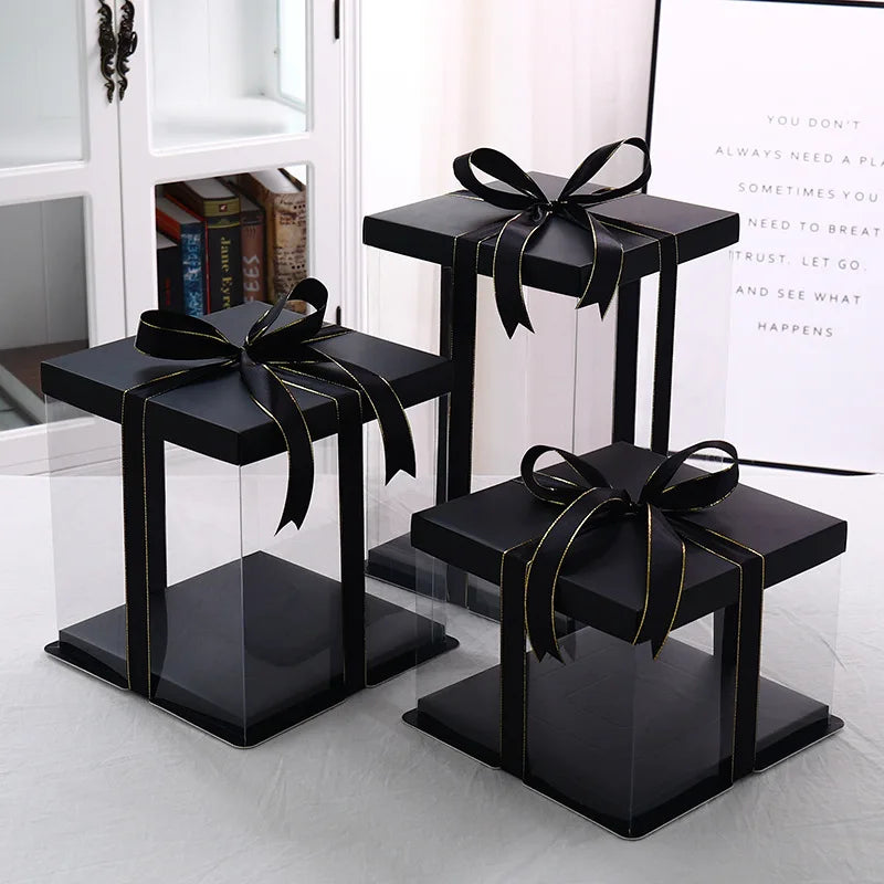 Transparent PET Cake Box | Tall Clear Display Box | Wholesale Bakery Packaging
