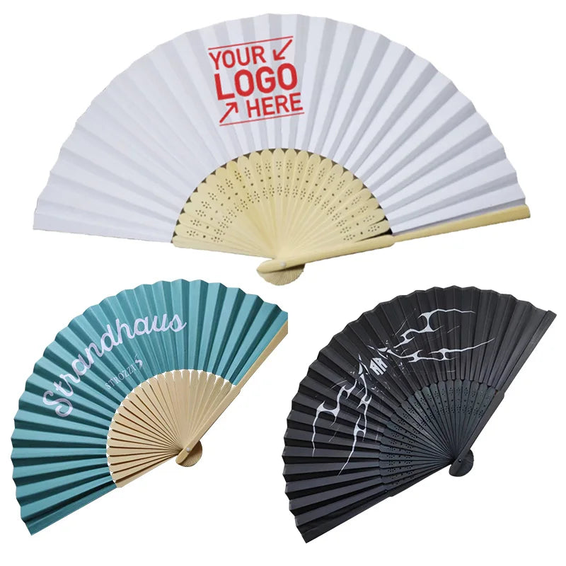 Custom Bamboo Hand Fans with Logo – 100 MOQ, 7-Day Lead