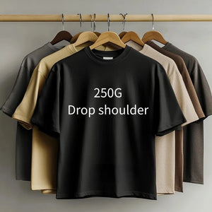 Custom Logo Heavyweight Oversized Cotton T-Shirt (250 GSM, Drop Shoulder)