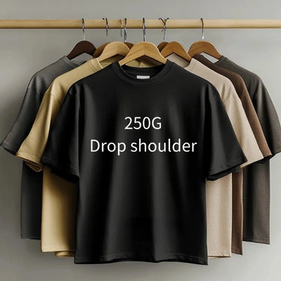 Custom Logo Heavyweight Oversized Cotton T-Shirt (250 GSM, Drop Shoulder)