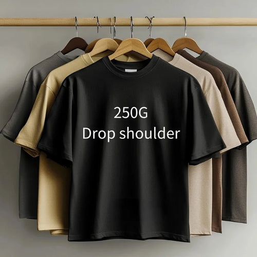 Custom Logo Heavyweight Oversized Cotton T-Shirt (250 GSM, Drop Shoulder)