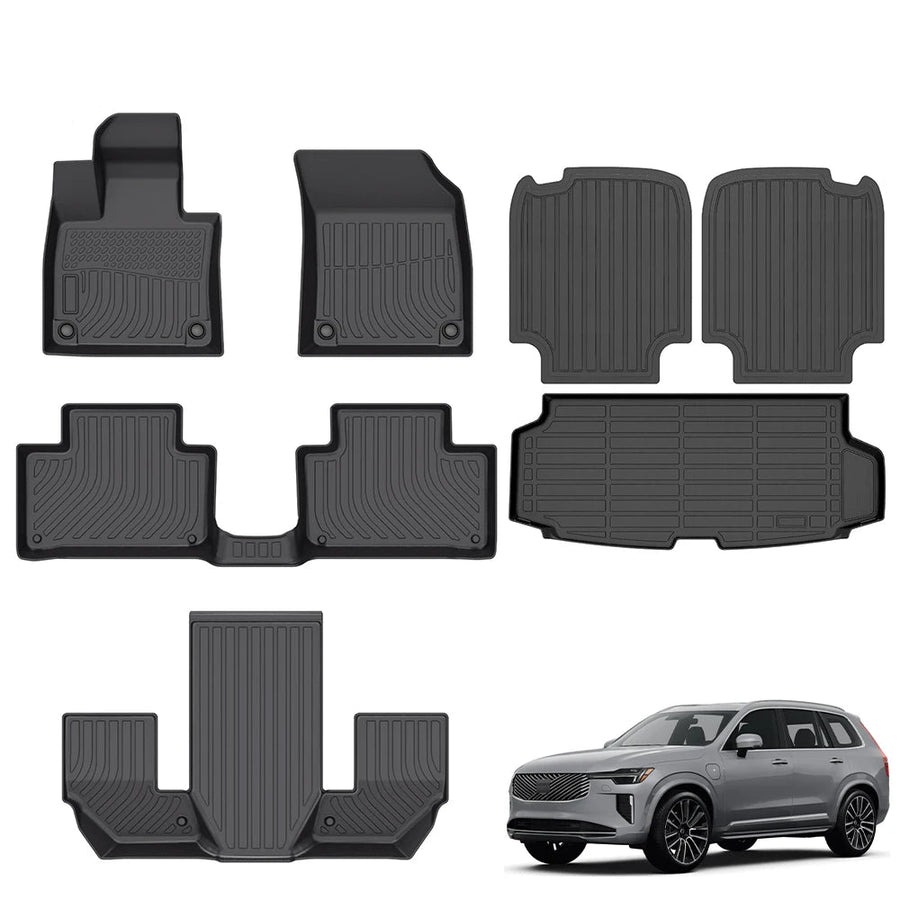 Custom TPE Floor Mats and Cargo Liner Set for Volvo XC90 PHEV 6-Seater 2025-2026