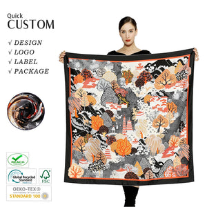 Custom 100% Silk Scarves Digital Printing | 20 MOQ Oeko-Tex Certified Corporate Gifts
