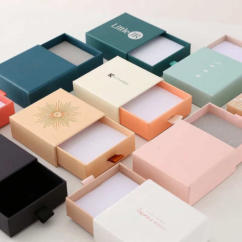 Custom Luxury Jewelry Drawer Boxes: 500 MOQ, 4mm Grey Board, Slide Design | Embossed/Laminated Gift Packaging
