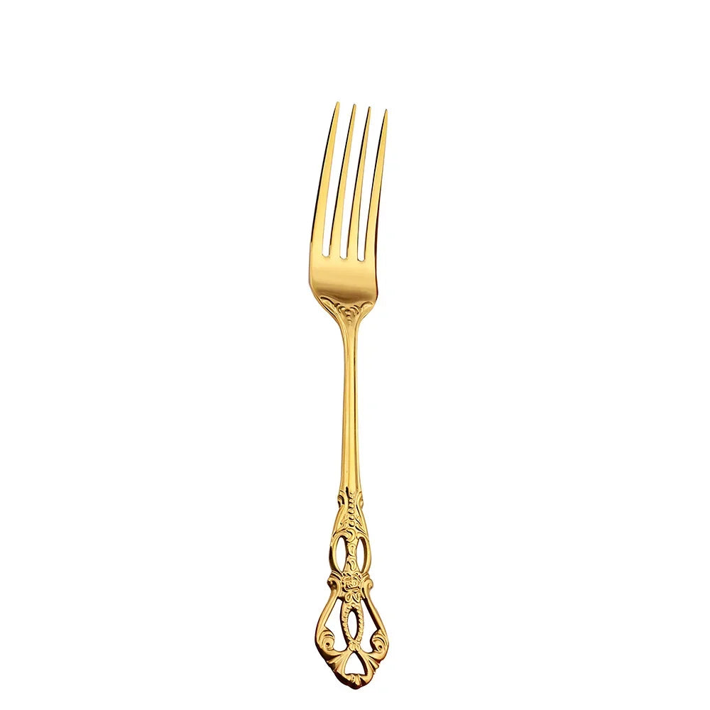 Baroque Gold Flatware Set 18/0 Stainless Steel for Weddings