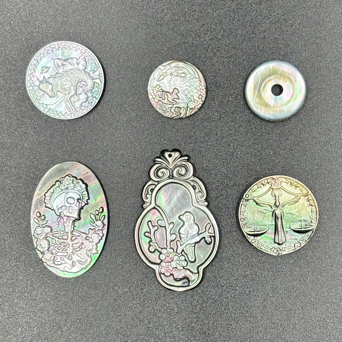 Mother of Pearl Cabochons | Gothic Skull & Roses | Wholesale