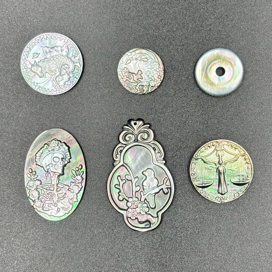 Mother of Pearl Cabochons | Gothic Skull & Roses | Wholesale