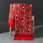 Embroidered Winter Polyester Scarf | Floral Design | Tassel Finish | 1 MOQ | Modest Fashion