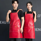 Custom PU Leather Sleeved Aprons with Logo | 50 MOQ for Restaurant Kitchen & Catering Staff Uniforms