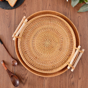 Custom Rattan Floating Breakfast Tray | 5 Piece MOQ | Hotel Pool Service