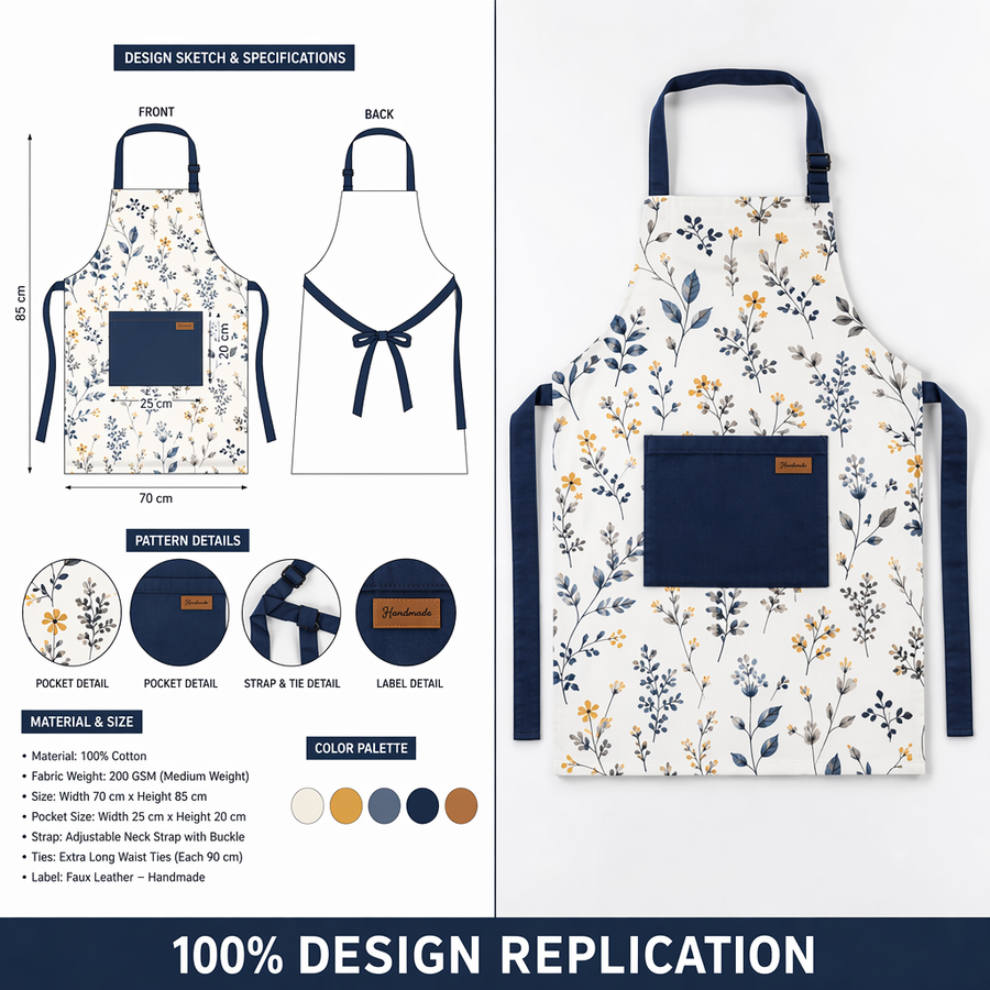 Custom Cotton Canvas Cross Back Chef Aprons | 200 MOQ Heat Resistant Kitchen Uniforms