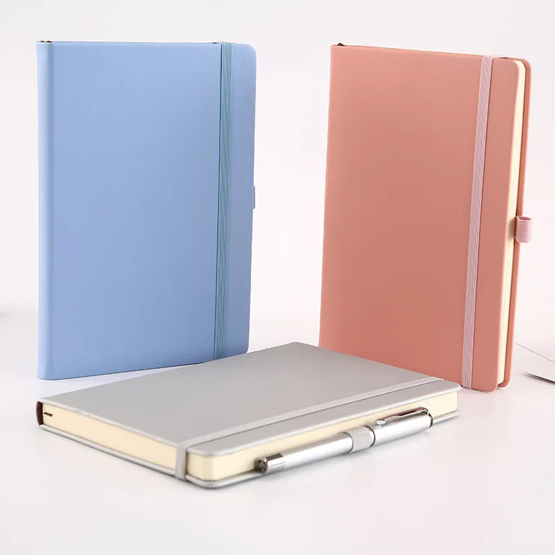 A5 PU Leather Notebook with Elastic Band and Pen Holder for Office, Meetings and Custom Logo