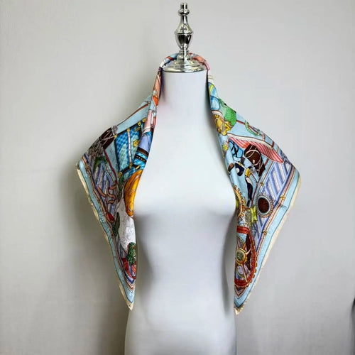 100% Mulberry Silk Square Scarf | 65x65cm | Custom Print | 14-18 Momme