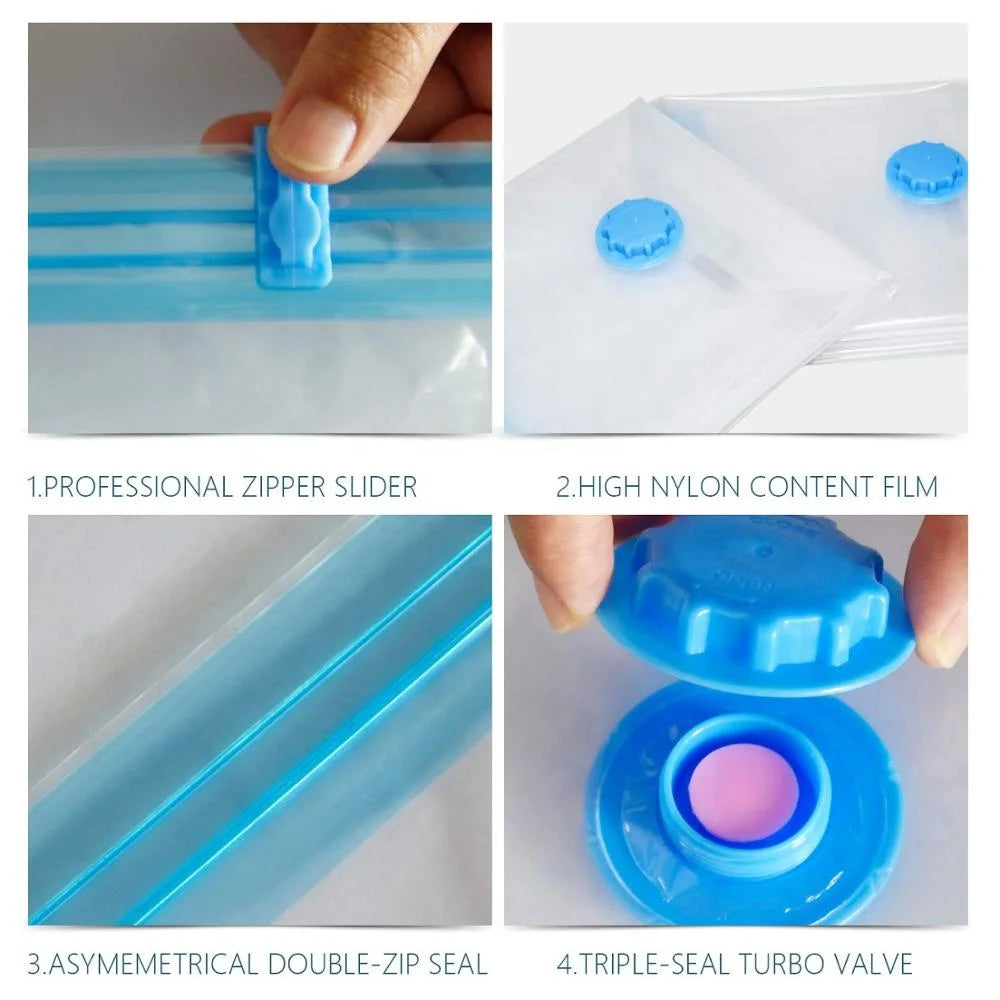 Vacuum Storage Bags 8-Piece Set | 75% Space Save | 1 MOQ | Custom