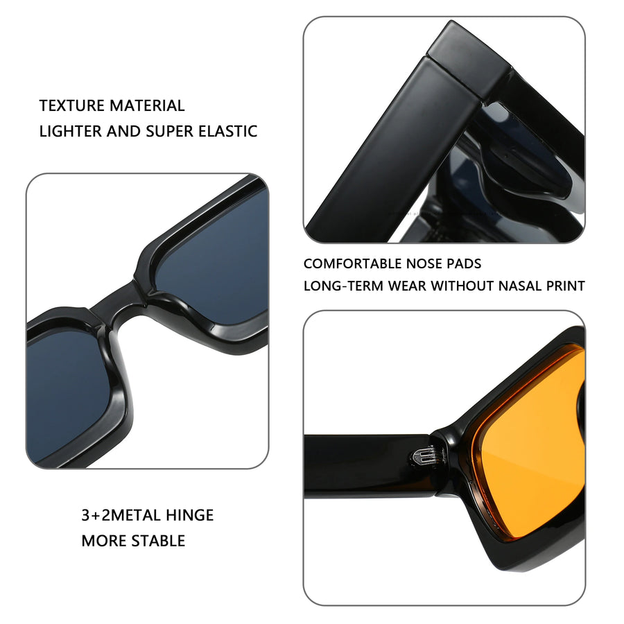 Custom Logo UV400 Rectangle Sunglasses | PC Frame 100 MOQ Private Label