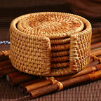 Rattan Weave Coaster Set 6Pcs | Heat Resistant | Custom Material MOQ 500