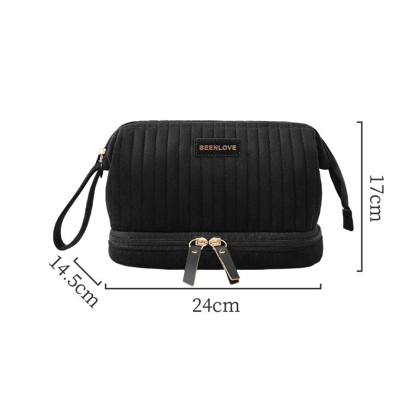 Custom Velvet Cosmetic Bags with Logo — Zipper Closure, Embroidery & Woven Labels