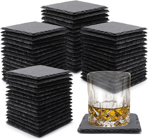 LFGB Certified Slate Coasters 4x4 | Custom Logo | Natural Stone | Bulk