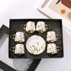 Gold Rimmed Arabic Coffee Cup Set 6pcs | 200 Logo MOQ | EU Certified