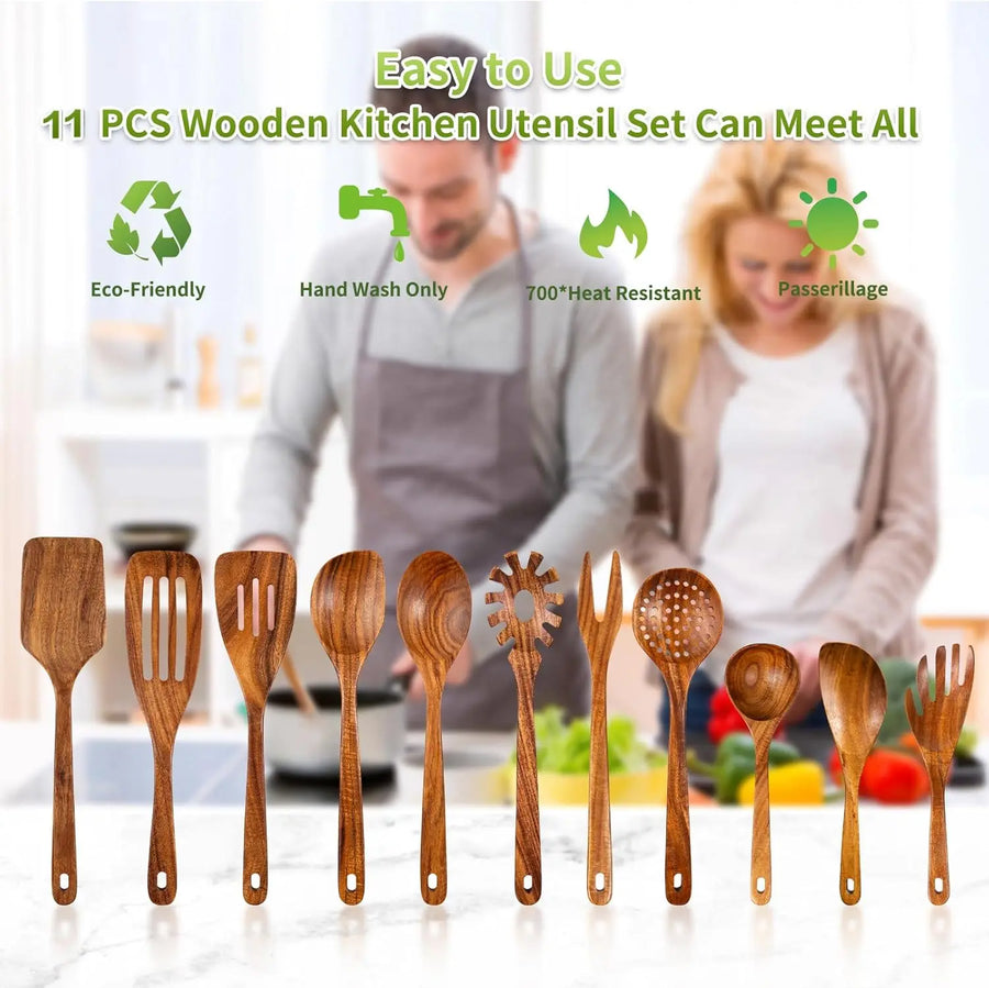 Custom Wooden Utensil Sets with Logo – Bamboo, 1 MOQ, 31-Day Lead