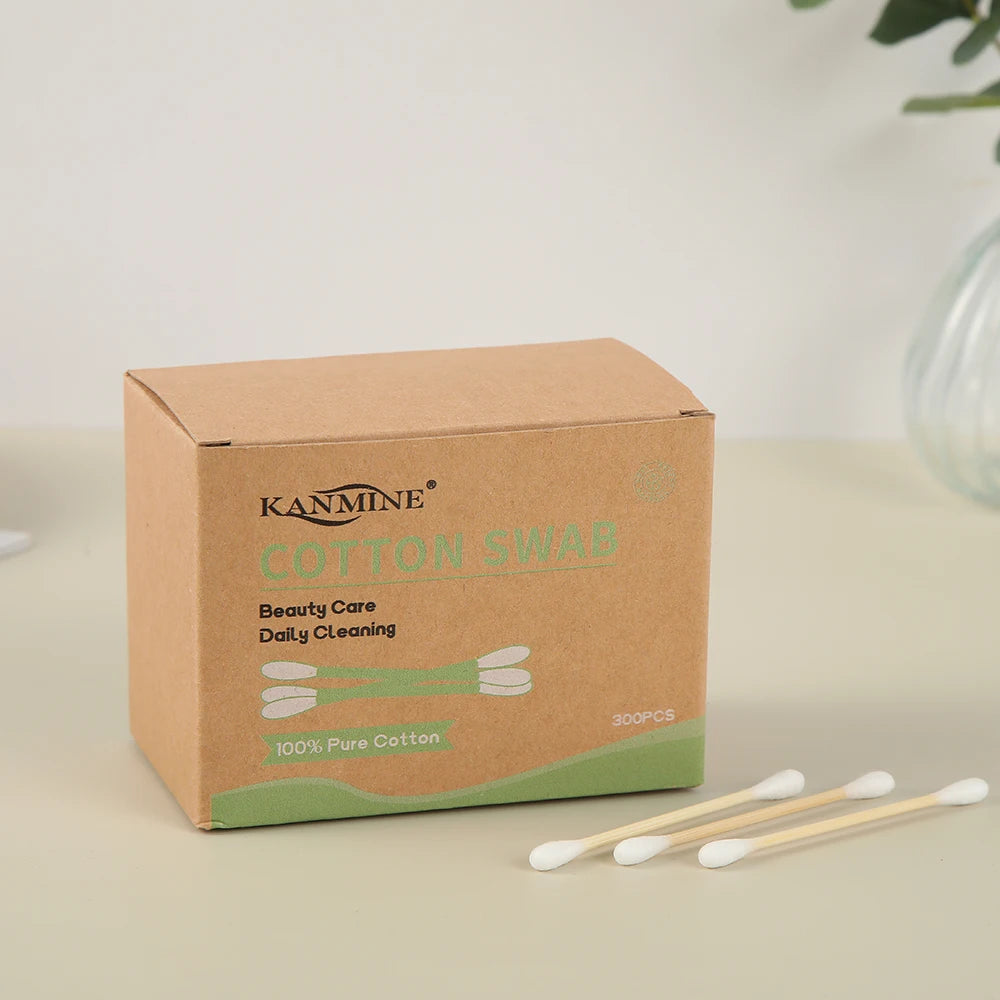 Private Label Cotton Bud 300pcs | 10,000 Boxes MOQ Bamboo Stick Eco