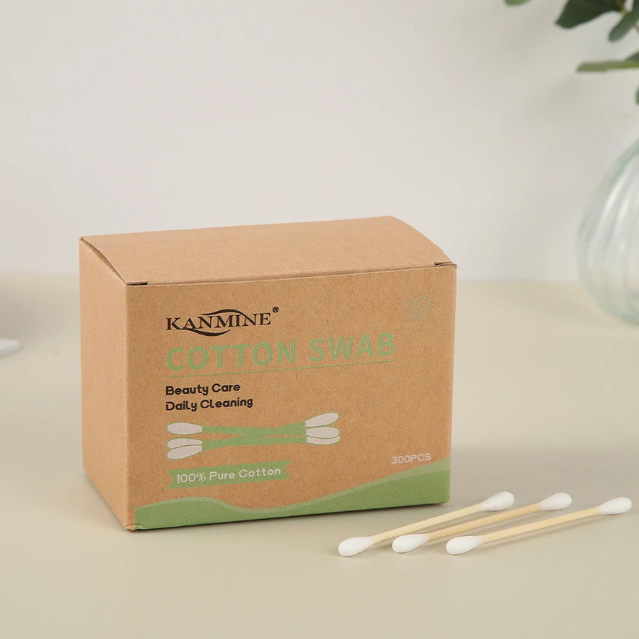 Private Label Cotton Bud 300pcs | 10,000 Boxes MOQ Bamboo Stick Eco