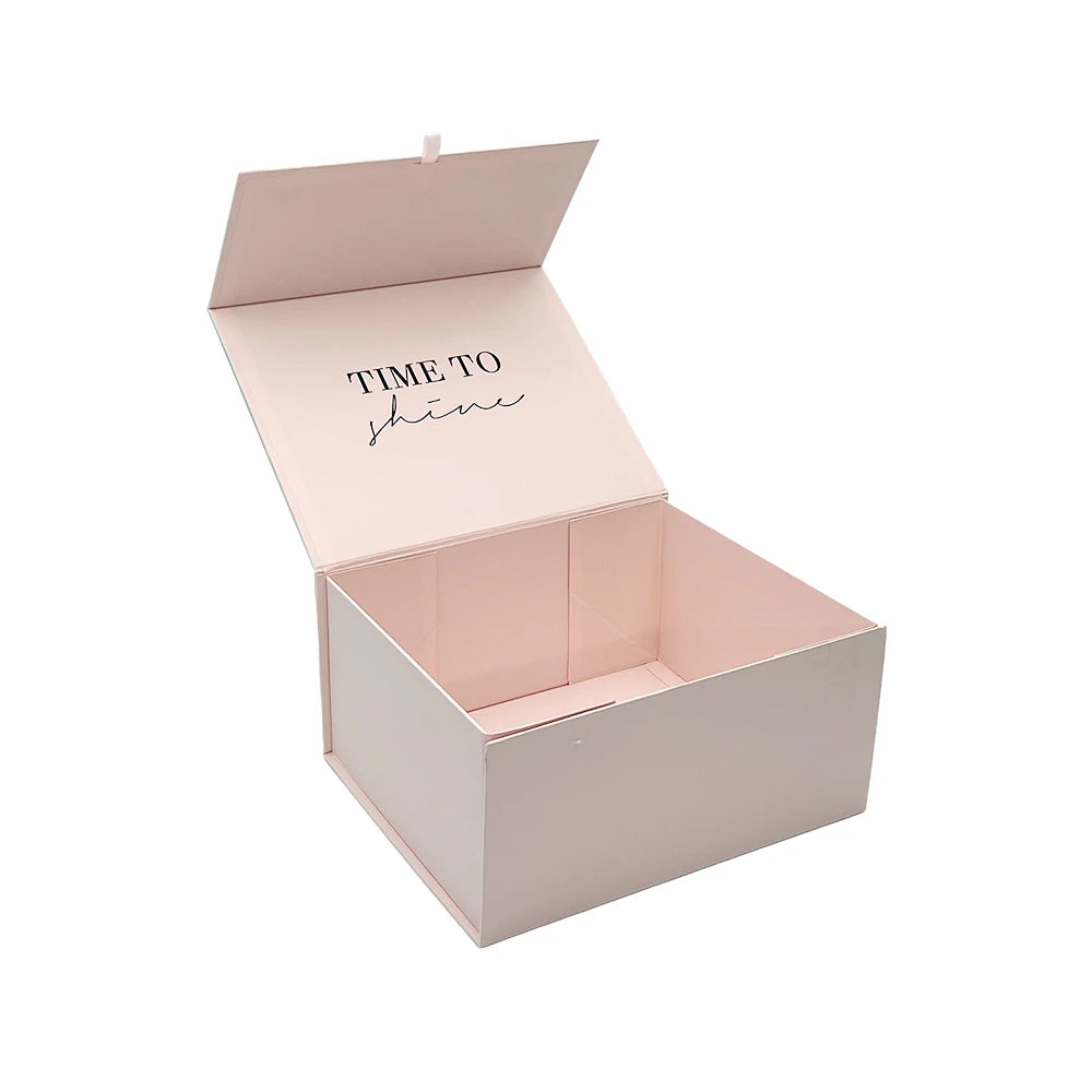Custom Luxury Rigid Gift Box 200 MOQ | Magnetic Closure Cardboard Box with Hot Stamping for Clothing & Cosmetics