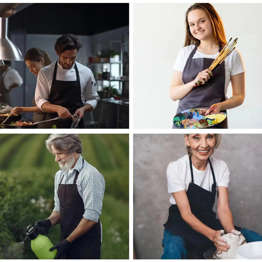 Custom Plain Color Polyester Bib Apron with Front Pocket for Cafés, Kitchens, BBQ, and Cleaning Use