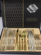 24 Pcs Gold Stainless Steel Flatware Set | 1,000 Box MOQ | Wholesale Cutlery