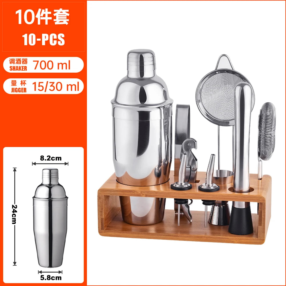 16-Piece Barware Set with Bamboo Stand | 700ml Shaker | 100 MOQ