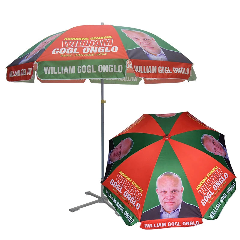 Custom Beach Umbrella 1 PC MOQ | Promotional Parasol with Logo Print