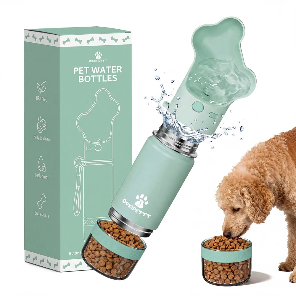 Custom 2-in-1 Dog Water Bottle | 14oz/18oz | BPA-Free Stainless Steel