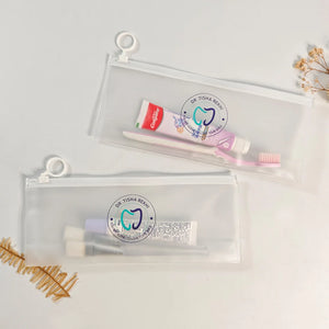 Custom Frosted PVC Zipper Bag | Travel Toiletry Toothbrush